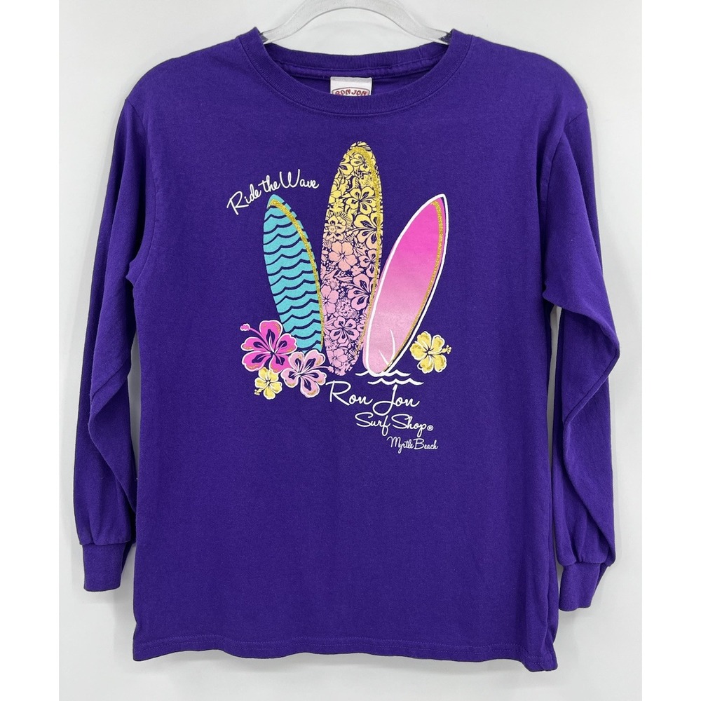 Ron Jon Surf Shop Girls Purple Long Sleeve T Shirt Myrtle Beach SC Large